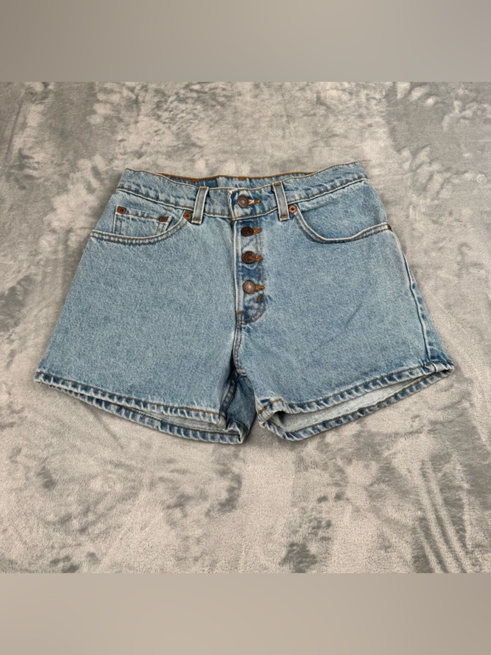VTG Levis Denim Shorts Womens Juniors 3 Button Fly Cotton USA Y2K Black Label